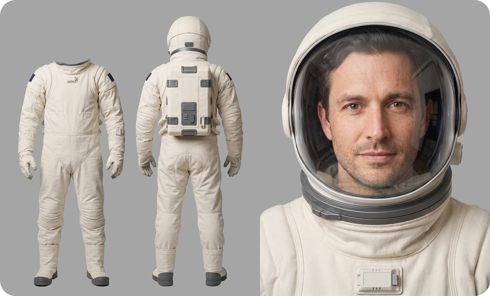 Personnage masculin : tenue d’astronaute et portrait