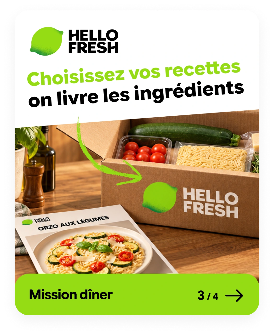Mission dîner, 3 sur 4 : Choisissez vos recettes, on livre les ingrédients.