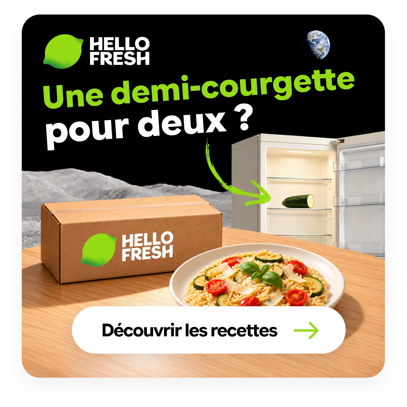 Déclinaison carrée HelloFresh : Une demi-courgette pour deux ?