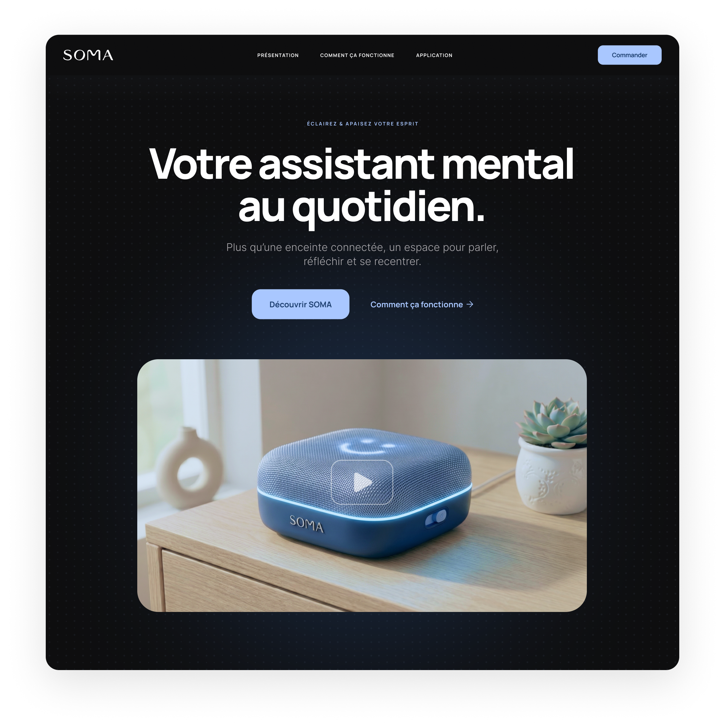 Homepage SOMA : introduction sur desktop