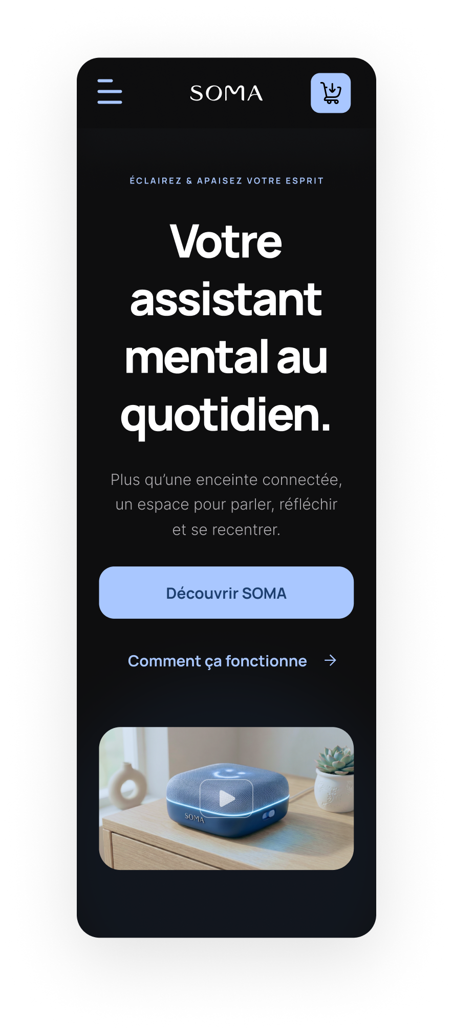 Homepage SOMA : introduction sur mobile