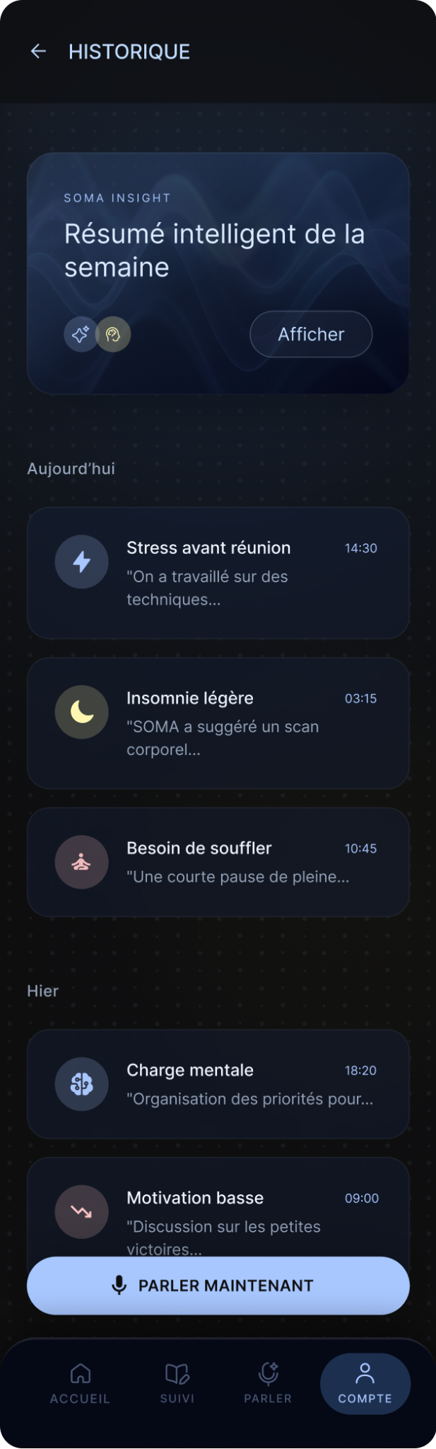 Historique des conversations