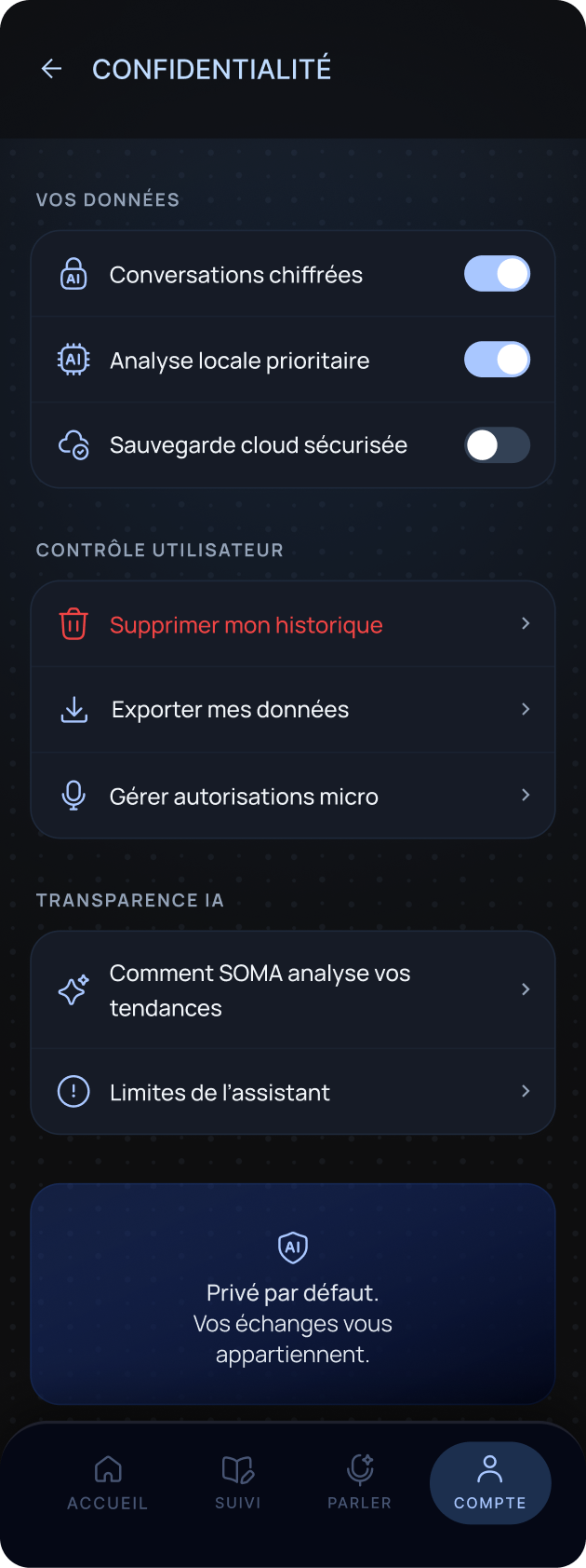 Profil & confidentialité