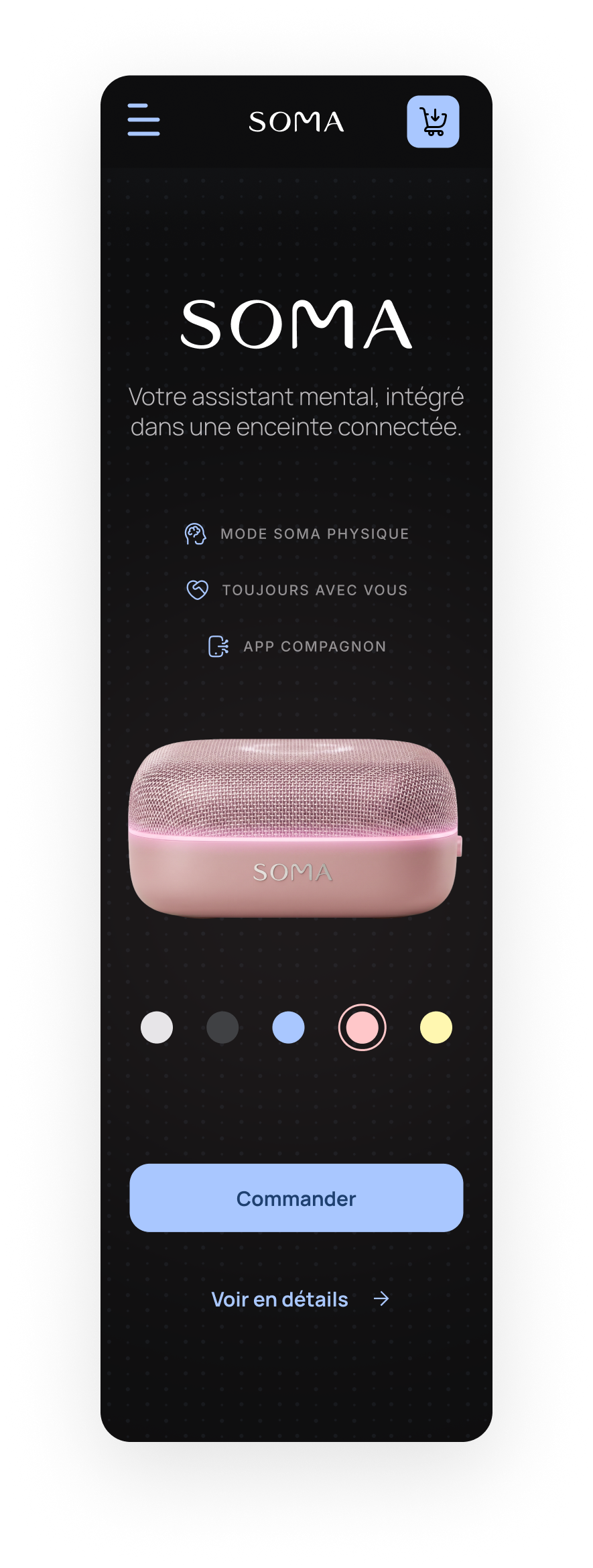 SOMA · Page produit, mobile, séquence 1