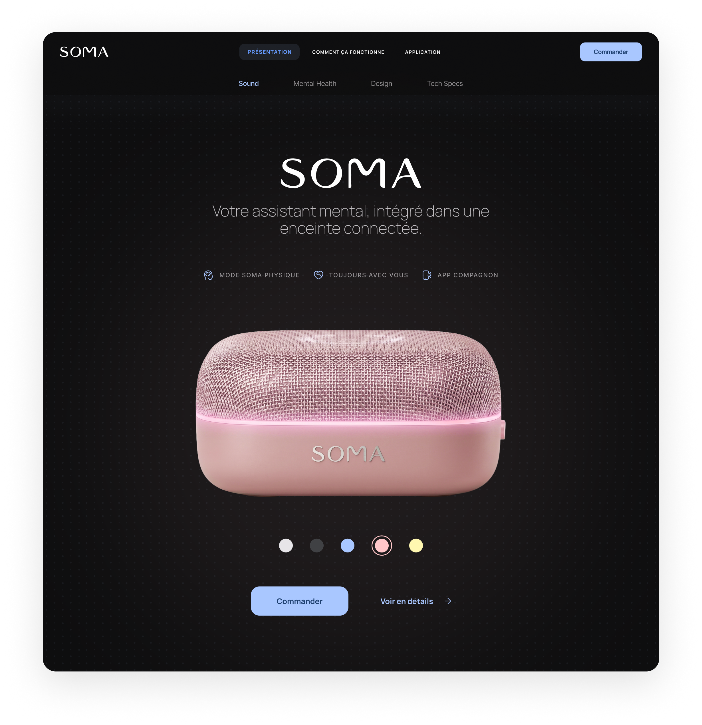 SOMA · Page produit, desktop, séquence 1